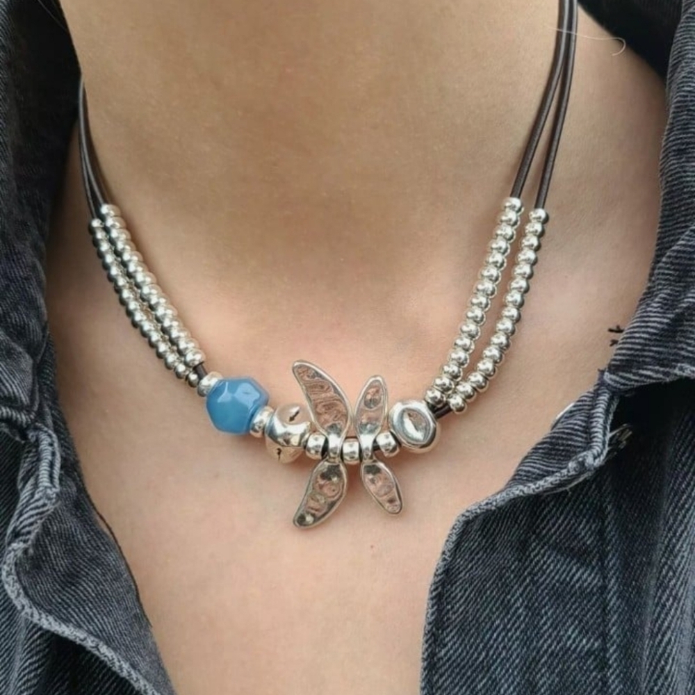 Dragonfly • Bohemian Necklace • Blue Stone